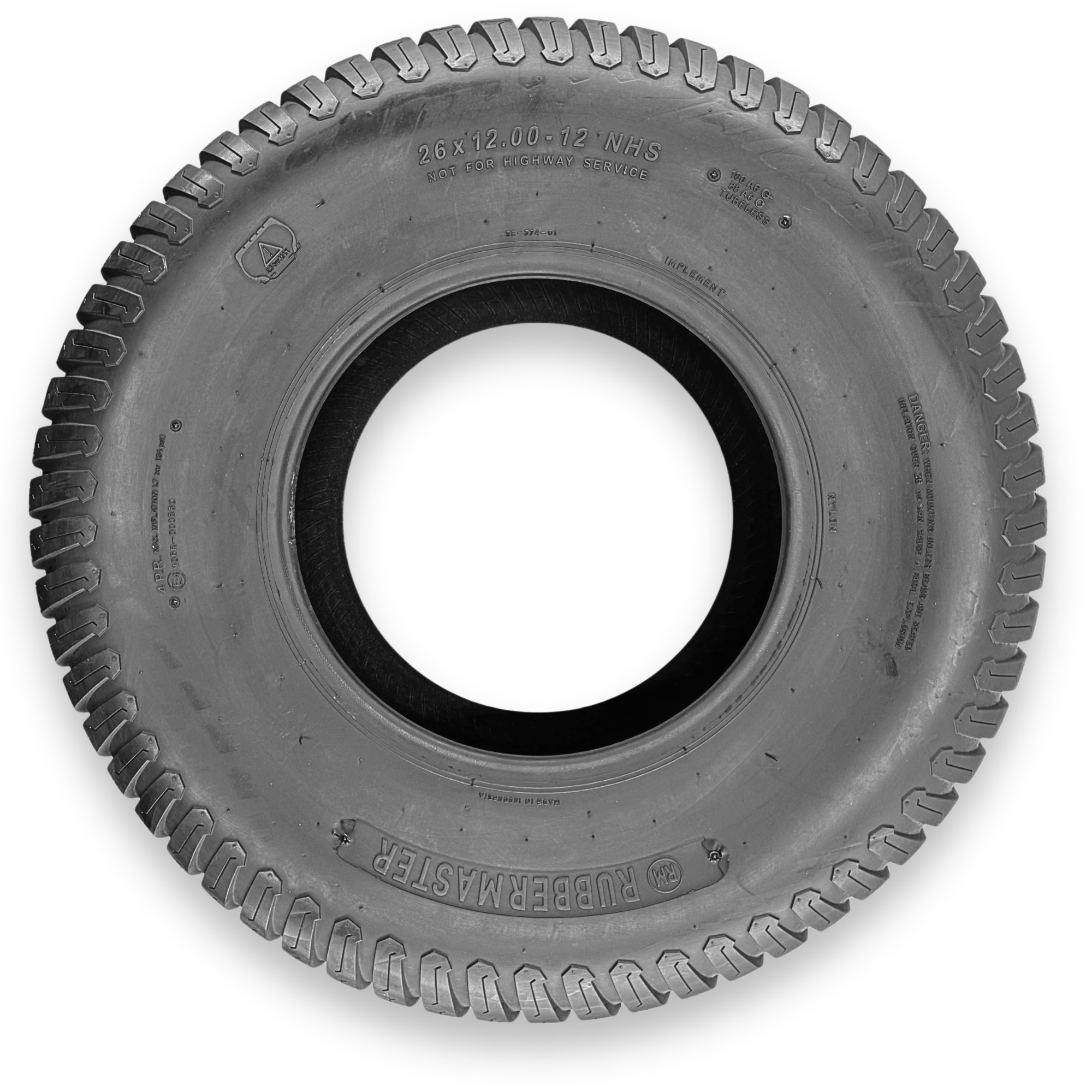 RubberMaster, S-Turf 4 Ply Tire 26x12.00-12 Tire Diameter 25.8 in, Model# 450452